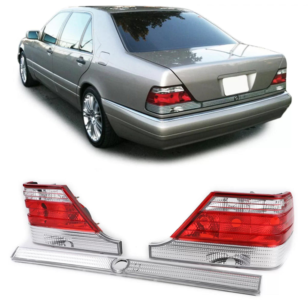 Trasparente vetro Fanali posteriori con rosso trasparente lock striscia per Mercedes Classe S W140 94-98