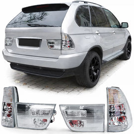 Trasparente vetro Fanali posteriori argento cromato per BMW X5 E53 99-03 pre-restyling