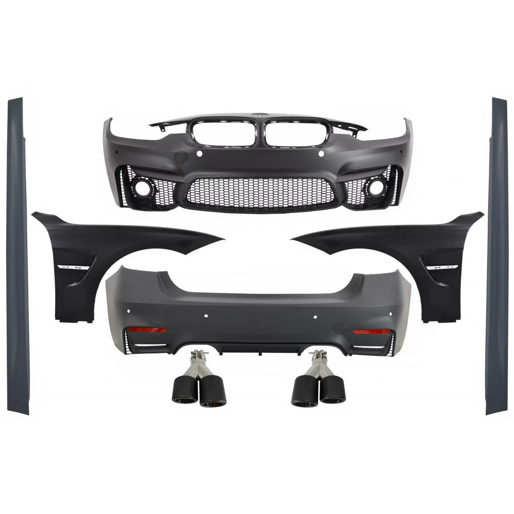 Body kit completo per BMW Serie 3 F30 (2011-2019) con Parafanghi anteriori e Terminali di scarico Fibra di carbonio EVO