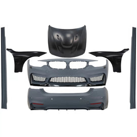 Body kit completo per BMW Serie 4 F32 F33 (2013-02.2017) M4 design con cofano cofano e Parafanghi anteriori nero