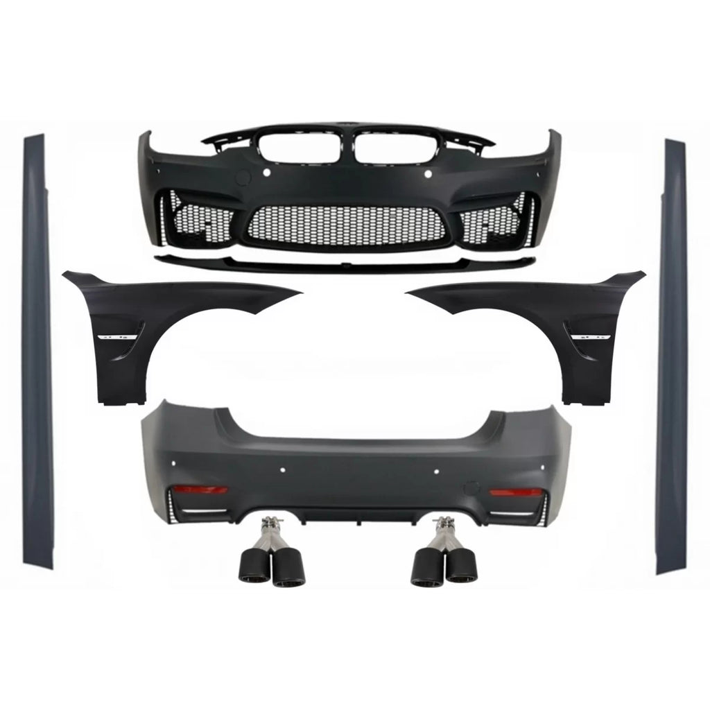 Body kit completo per BMW F30 (2011-2019) con Parafanghi anteriori e doppio doppio Terminali di scarico Fibra