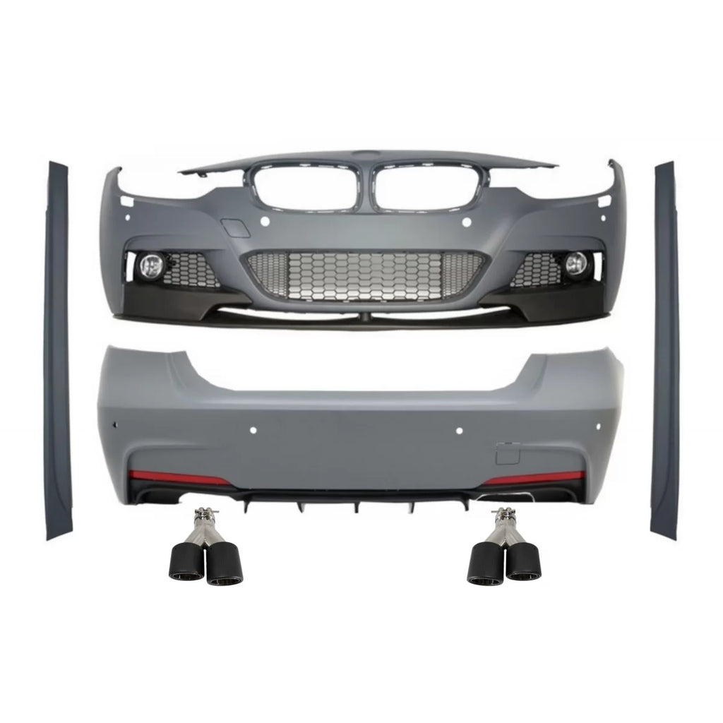 Body kit completo con doppio doppio Terminali di scarico Fibra di carbonio opaco per BMW Serie 3 F30 (2011-2019)