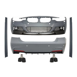 Body kit completo con doppio doppio Terminali di scarico Fibra di carbonio opaco per BMW Serie 3 F30 (2011-2019)