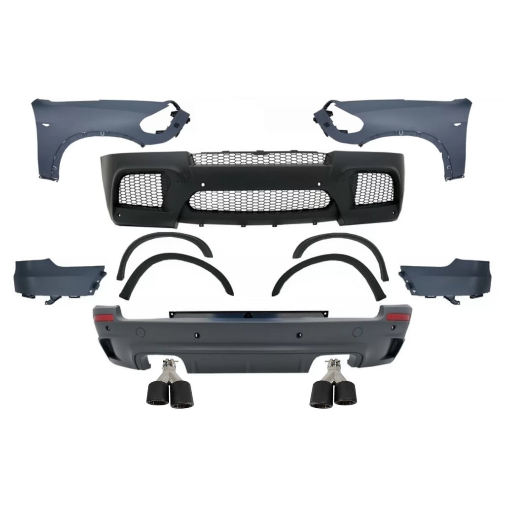 Body kit completo con Parafanghi anteriori e doppio Terminali di scarico carbonio Fier opaco per BMW X5 E70 (2007-2013)