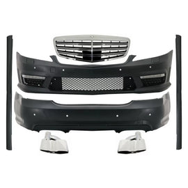 Body kit completo per Mercedes Classe S W221 LWB (2005-2011) Griglia anteriore Minigonne Terminali di scarico