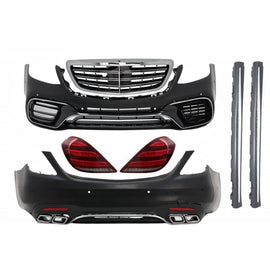 Body kit completo per Mercedes Classe S W222 (2013-2017) restyling S63 design e fanali posteriori Full LED