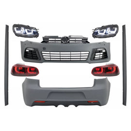 Body kit completo per VW Golf VI 6 MK6 (2008-2013) R20 design con fari anteriori e fanali posteriori dinamico Indicatore