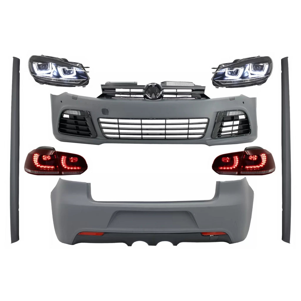 Body kit completo per VW Golf VI 6 MK6 (2008-2013) R20 design con fari anteriori e fanali posteriori dinamico Indicatore