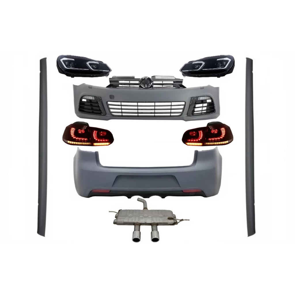 Body kit completo per VW Golf VI 6 MK6 (2008-2013) R20 design con fari anteriori LED e fanali posteriori dinamico