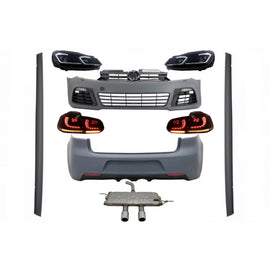 Body kit completo per VW Golf VI 6 MK6 (2008-2013) R20 design con fari anteriori LED e fanali posteriori dinamico