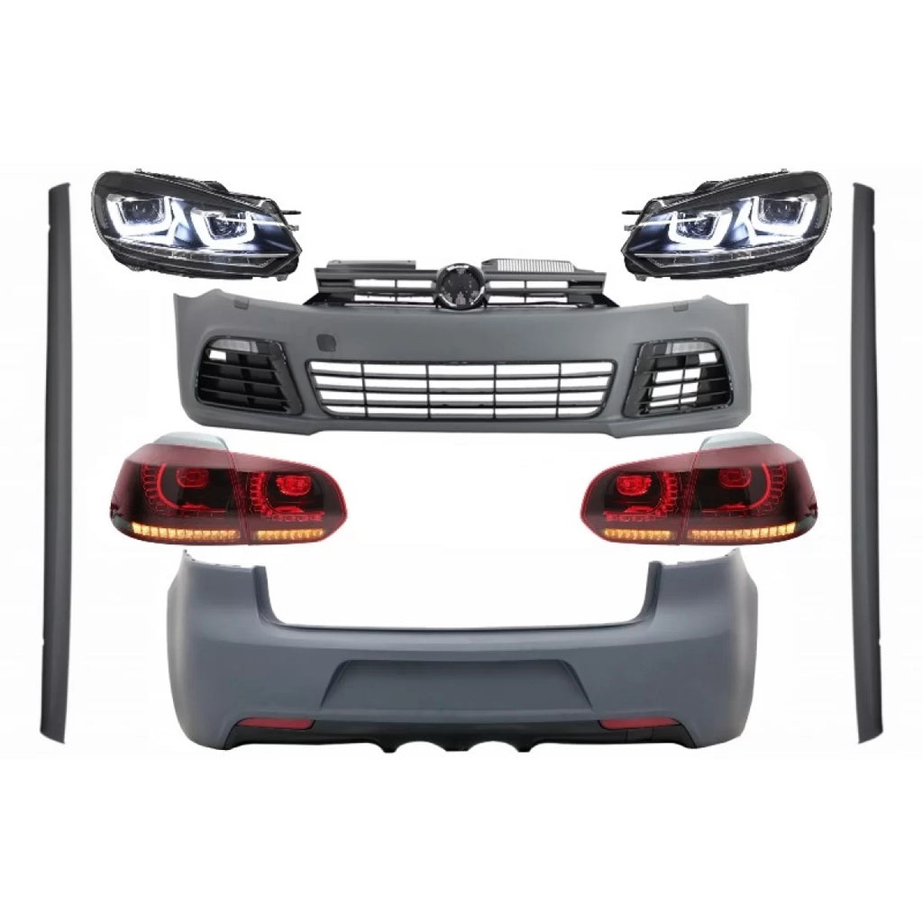 Body kit completo per VW Golf VI 6 MK6 (2008-2013) R20 design con fari anteriori LED RHD e fanali posteriori dinamico