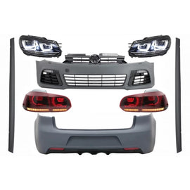 Body kit completo per VW Golf VI 6 MK6 (2008-2013) R20 design con fari anteriori LED RHD e fanali posteriori dinamico