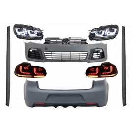 Body kit completo per VW Golf VI 6 MK6 (2008-2013) R20 design con fari anteriori LED RHD e fanali posteriori dinamico