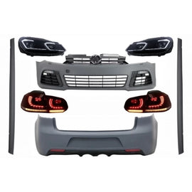 Body kit completo per VW Golf VI 6 MK6 (2008-2013) R20 design con fari anteriori LED e fanali posteriori dinamico