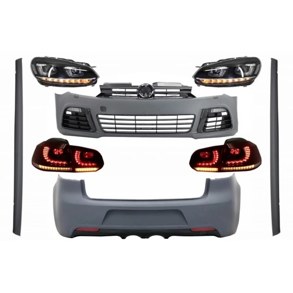 Body kit completo per VW Golf VI 6 MK6 (2008-2013) R20 design con fari anteriori e fanali posteriori dinamico Indicatore