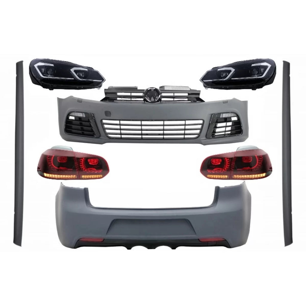 Body kit completo per VW Golf VI 6 MK6 (2008-2013) R20 design con fari anteriori LED e fanali posteriori dinamico