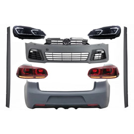 Body kit completo per VW Golf VI 6 MK6 (2008-2013) R20 design con fari anteriori LED e fanali posteriori dinamico