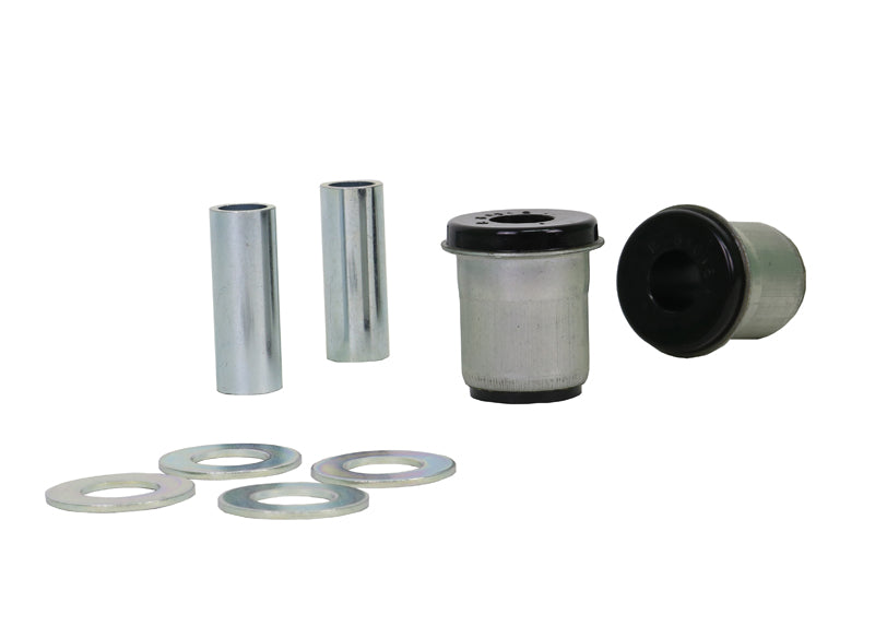 Due boccole con guscio metallico, due tubi di compressione e quattro rondelle del kit boccole braccio inferiore Whiteline
