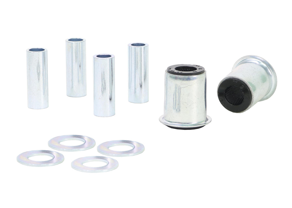 Due boccole con guscio metallico, quattro tubi di compressione e quattro rondelle del kit boccole braccio inferiore Whiteline