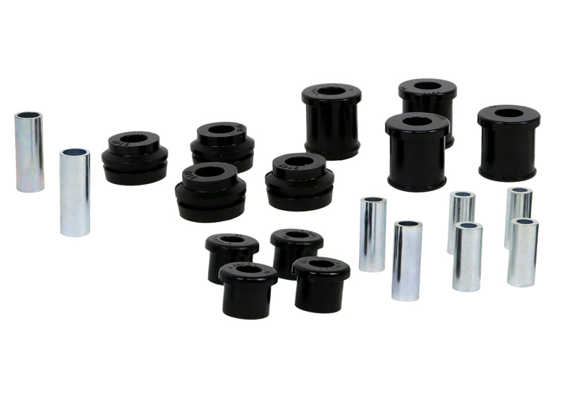 Kit boccole bracci e tiranti sospensione anteriore — tubo tirante al telaio lunghezza 62 mm Whiteline per Nissan Navara D22 trazione a due ruote motrici — confezione completa