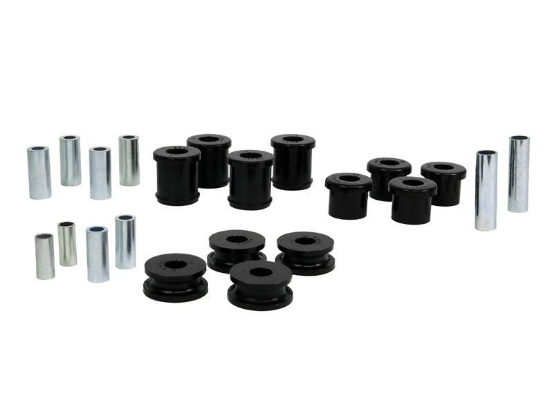 Kit boccole bracci e tiranti sospensione anteriore — tubo tirante al telaio lunghezza 46 mm Whiteline per Nissan Navara D22 trazione a due ruote motrici — confezione completa