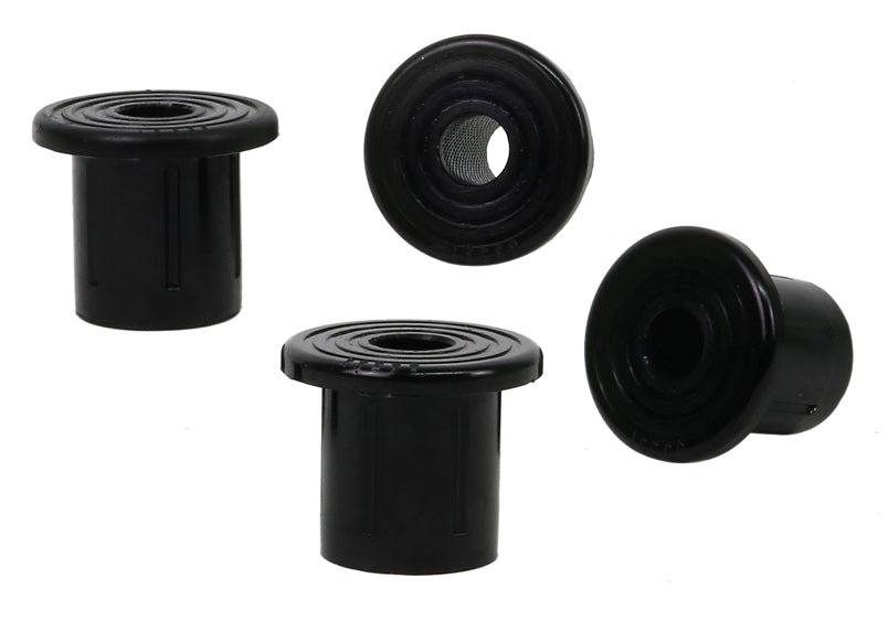 Boccole Whiteline balestra dell’asse posteriore, attacco biscottino balestra per Toyota Land Cruiser serie 76, 78 e 79 — larghezza interna piastra superiore biscottino 98 mm, diametro esterno A 39,8 mm, lunghezza C 48,7 mm — confezione completa