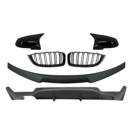 Conversione kit a M Performance design Griglie anteriori a doppio rene con Spoiler baule e Calotte specchietti per BMW