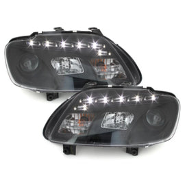 Luce diurna fari anteriori LED DRL per VW Touran 1T Caddy (02.2003-10.2006) nero