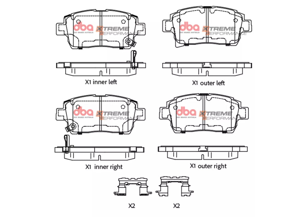 Pastiglie freni Xtreme Performance - Front - Toyota Celica ZZT230 1999-2002 / Toyota MR2 (Mk3) 2000-2007 / Toyota Prius NHW11 2000-2004 / Toyota Will 2000-2002 / Toyota Will ZZE127 2001 (+7 modelli)