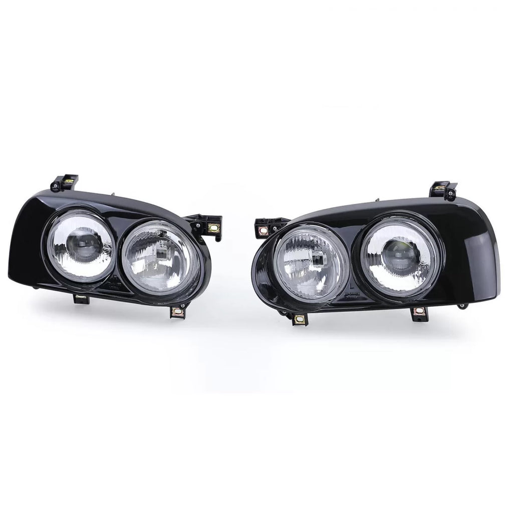 DE doppio fari anteriori H1 H3 nero coppia per VW Golf 3 91-97