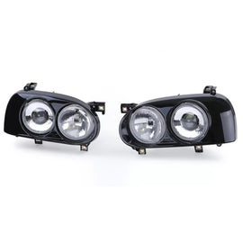 DE doppio fari anteriori H1 H3 nero coppia per VW Golf 3 91-97