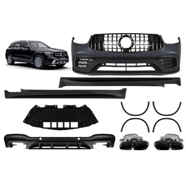 A design kit tipo 63 per Mercedes GLC SUV X253 2020-2022 con Minigonne e nero Terminali di scarico