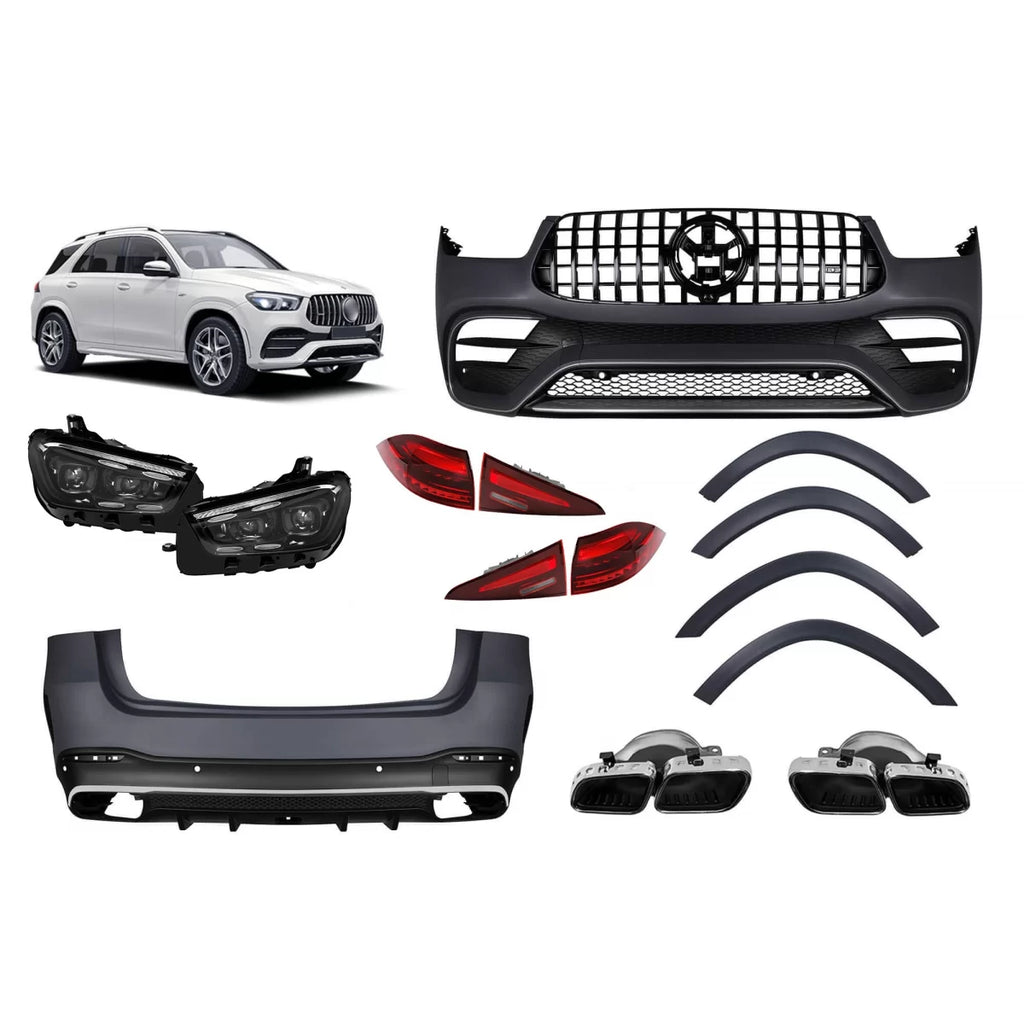A design kit tipo 63 per Mercedes GLE W167 2018-2023 con fari anteriori e fanali posteriori