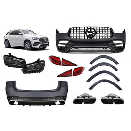 A design kit tipo 63 per Mercedes GLE W167 2018-2023 con fari anteriori e fanali posteriori
