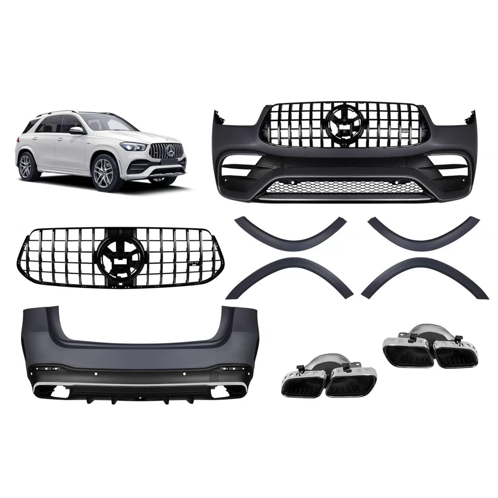 A design kit tipo 63 per Mercedes GLE W167 SUV 2018-2023, dal 2024 con cromato elementi e cromato terminali