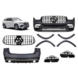 A design kit tipo 63 per Mercedes GLE W167 SUV 2018-2023, dal 2024 con cromato elementi e cromato terminali