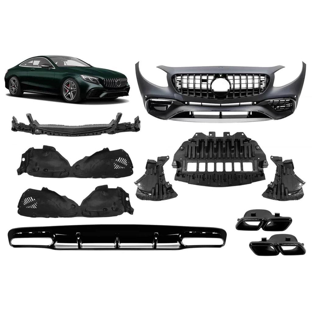 A design kit tipo 63 per Mercedes Classe S C217 coupe 2014-2020 con nero Terminali di scarico per il modello