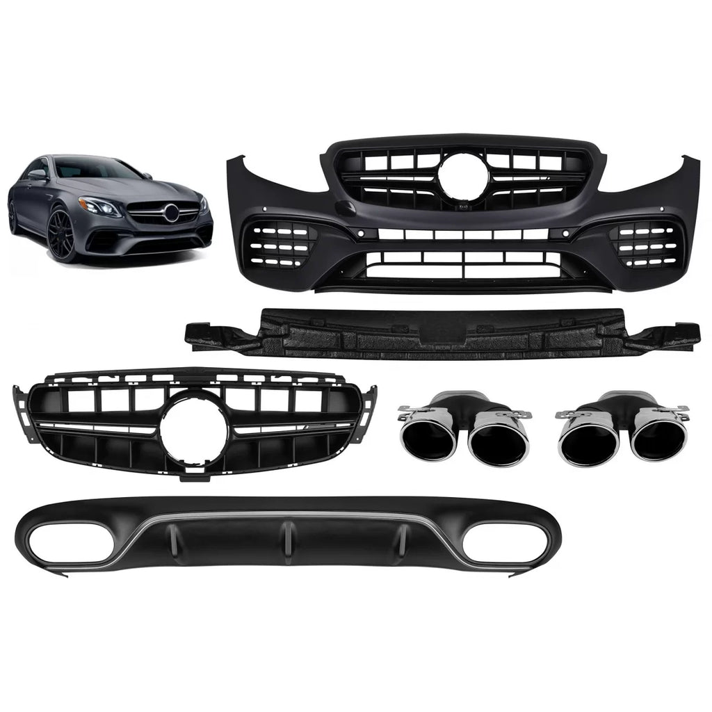 A design kit tipo E53 per Mercedes Classe E C238 coupe, A238 cabrio 2017-2019 con cromato terminali e cromato