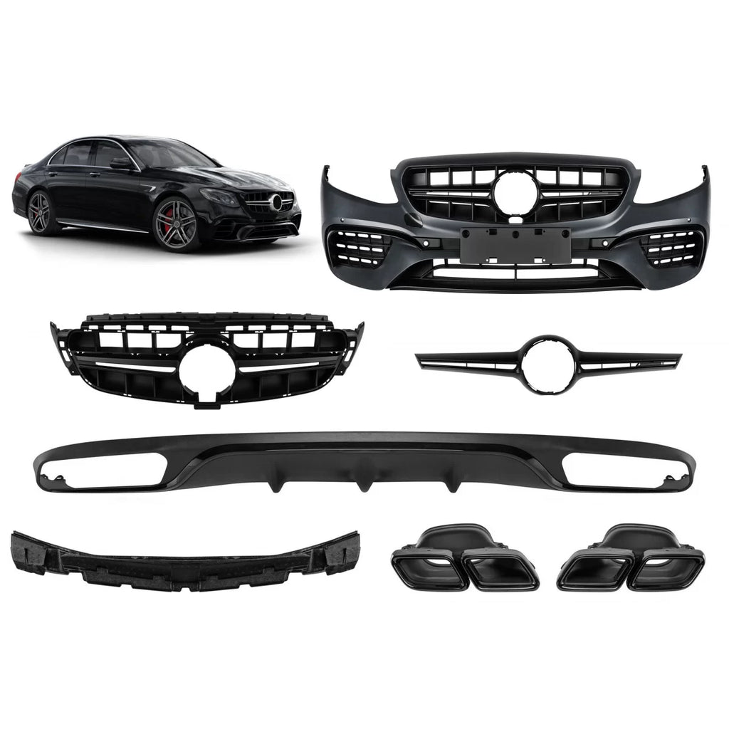 A design kit tipo E63 per Mercedes Classe E W213 2016-2019 con nero Terminali di scarico e nero modanatura, per il