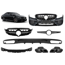 Carica l'immagine nel visualizzatore di Gallery, A design kit tipo E63 per Mercedes Classe E W213 2016-2019 con nero Terminali di scarico e nero modanatura, per il