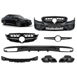 A design kit tipo E63 per Mercedes Classe E W213 2016-2019 con nero Terminali di scarico e nero modanatura, per il