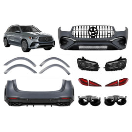 A design kit tipo GLE53 per Mercedes GLE SUV W167 2018-2023 con Paraurti posteriore, LED fari anteriori, e LED fanali