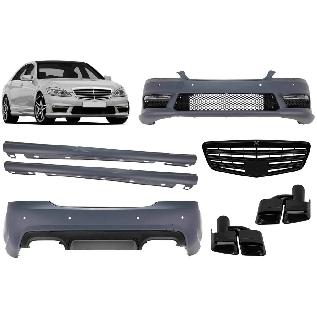 A design kit tipo S63 per Mercedes Classe S W221 lungo passo 2006-2013 con Minigonne