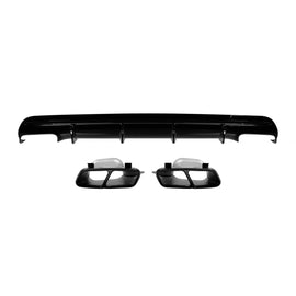Diffusore con nero terminali tipo CLA45 per posteriore A design paraurti on Mercedes CLA C117 2013-2015, Nero lucido