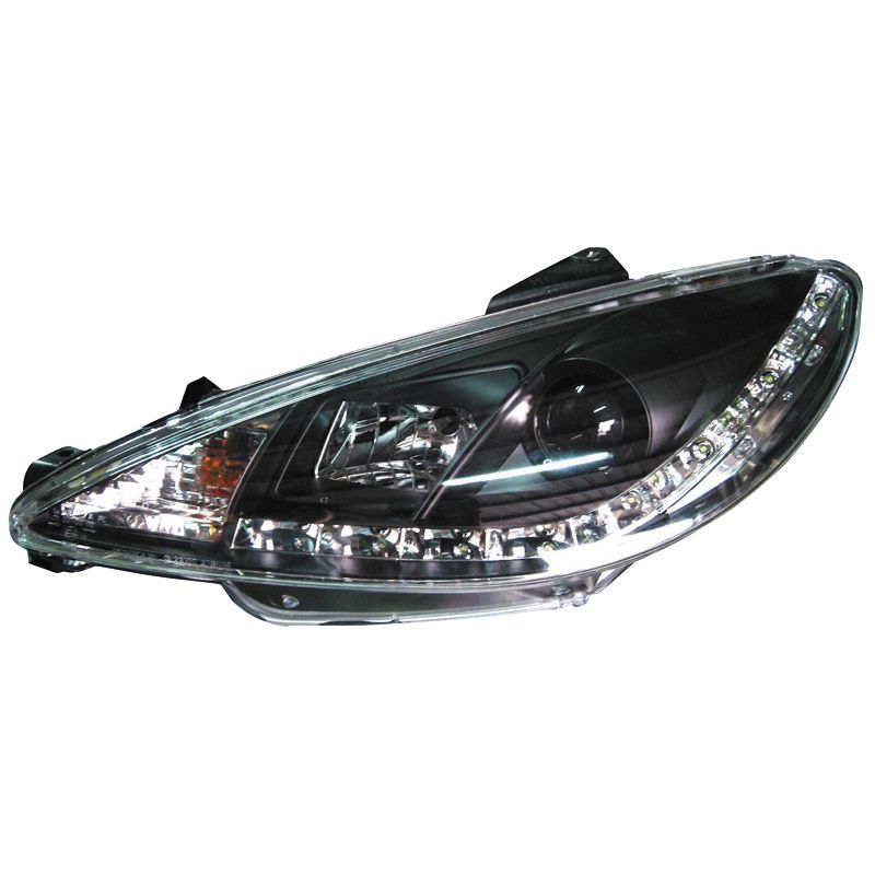 Fari Anteriori DRL SK-Import Neri Peugeot 206 con GTi dal 1998
