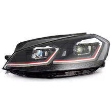 Carica l'immagine nel visualizzatore di Gallery, Fari Anteriori DRL SK-Import Neri Lente Rossa Volkswagen Golf Mk7 Facelift