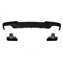 Diffusore con doppia uscita per BMW F10 Serie 5 (2011-2017) M-Performance design con nero Terminali di scarico V8 LCI