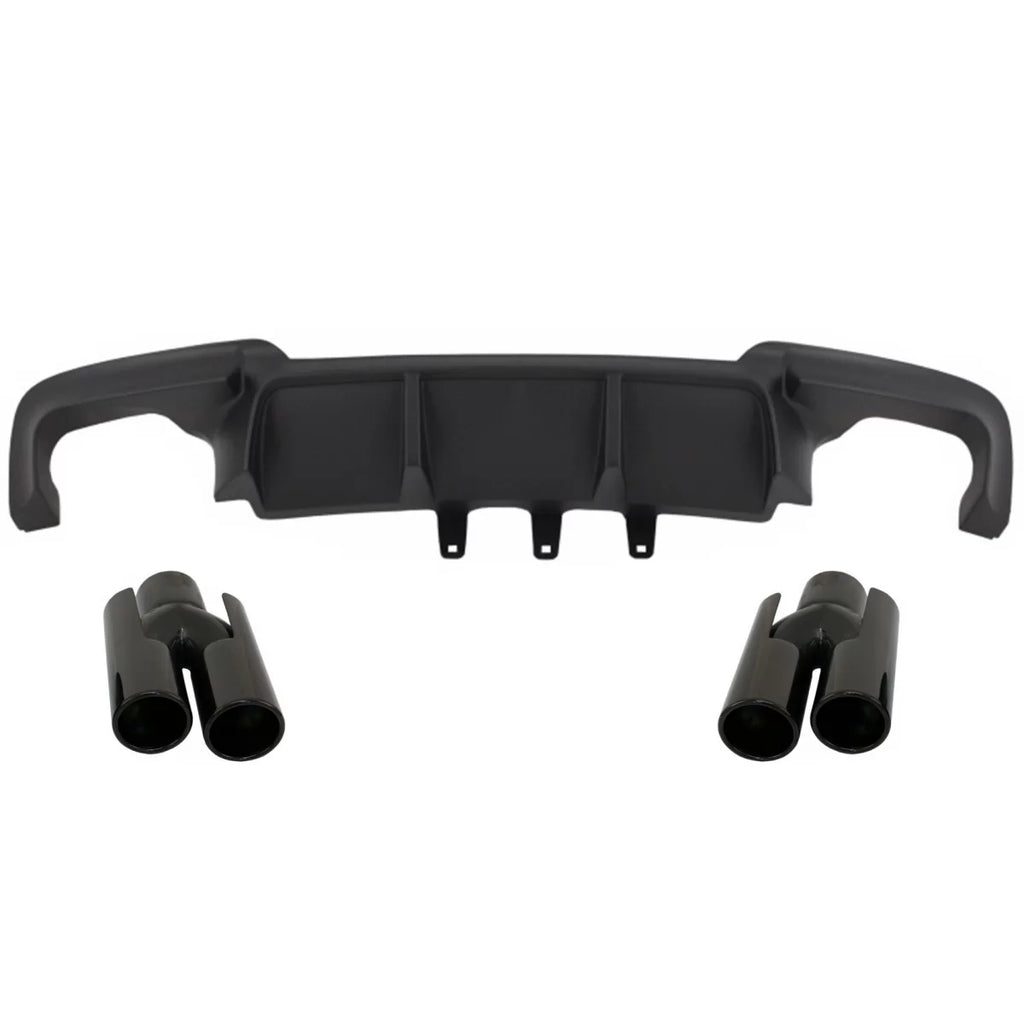 Diffusore con doppia uscita per BMW F10 Serie 5 (2011-2017) M design con Terminali di scarico Nero lucido