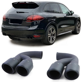 Doppio tubo inox acciaio terminali di scarico nero per Porsche Cayenne 92A 3.0 Diesel 10-14