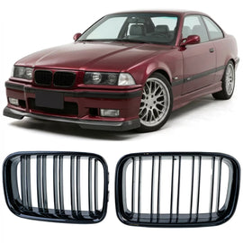 Doppio lamella a doppio rene griglia Performance lucido compatibile per Serie 3 BMW E36 pre-restyling 90-96